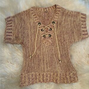 FREE PEOPLE Women's Knit Sweater with Lace-Up Detail